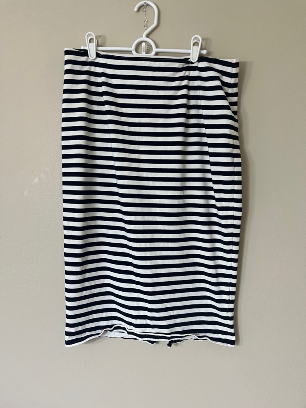 J. Crew Navy and White Striped Pencil Skirt